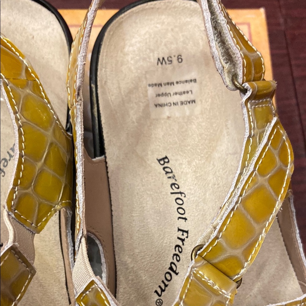 Barefoot Freedom Yellow Sandals with Ruffled Straps - Picture 2 of 6